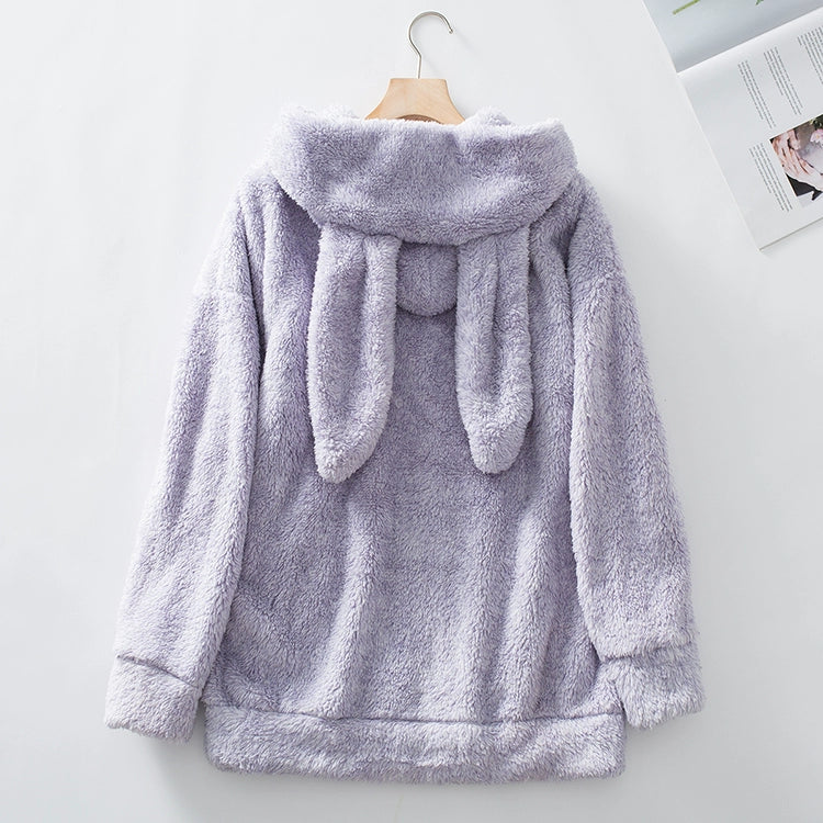 Coral Fleece Women's Autumn and Winter Cute Ears Home Sweater