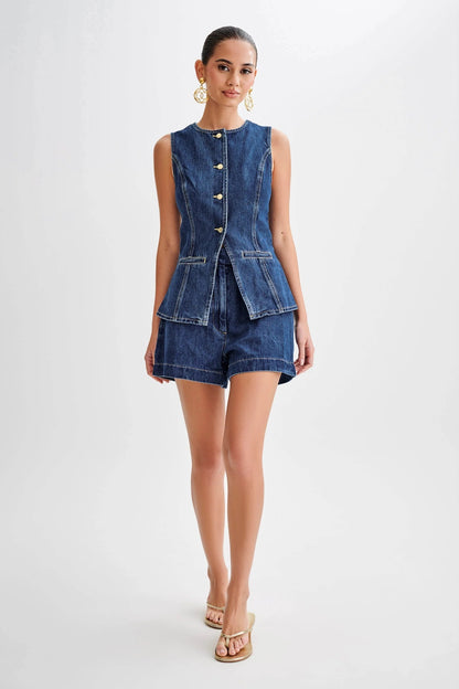 Denim Fashion Casual Sleeveless Women's Suit